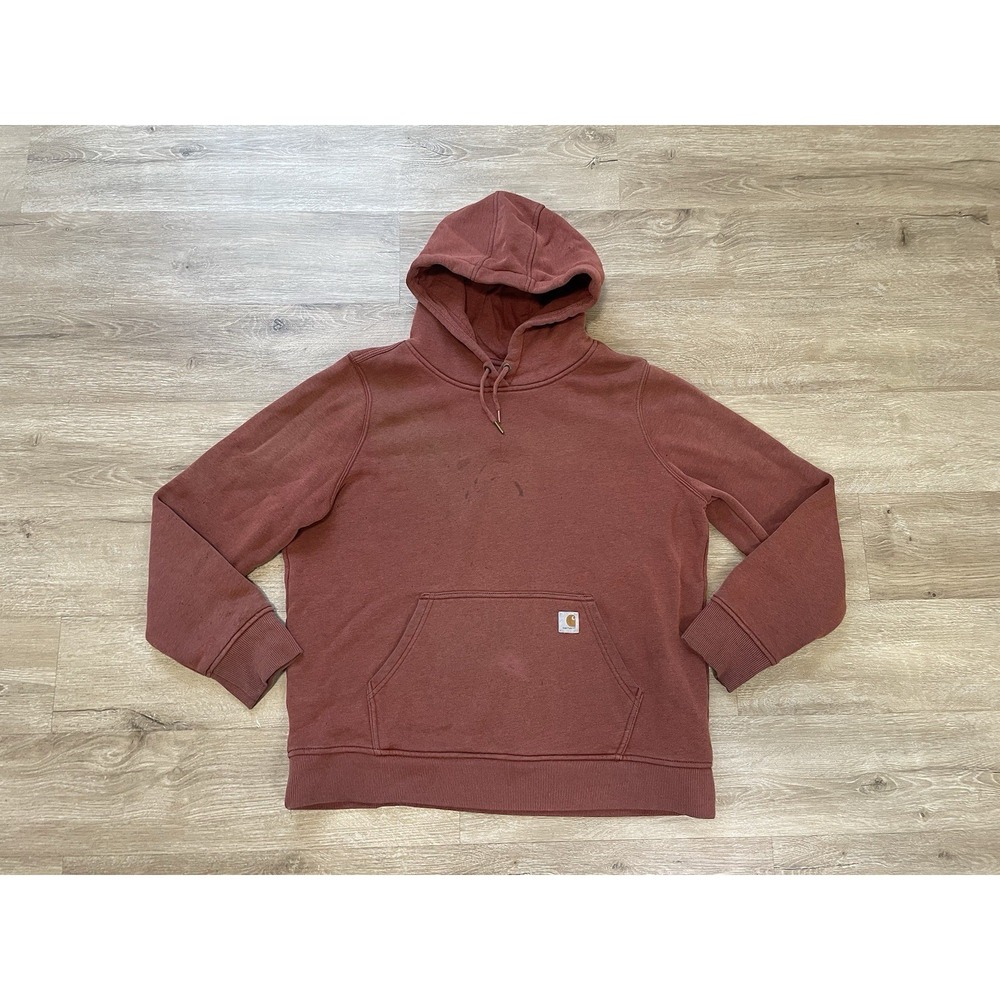 Carhartt Hoodie Youth Sz XL 16-18 Rusty Red Pullover Sweatshirt Distressed
